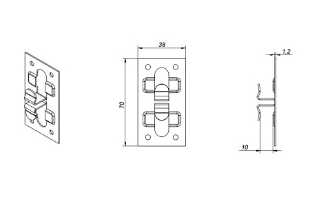 Пластина кляммерная вертикальная AR П38х10х1,2