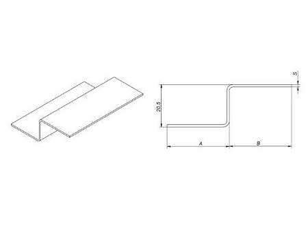 Профиль вертикальный промежуточный Z-обр. AR ВП50x20x30